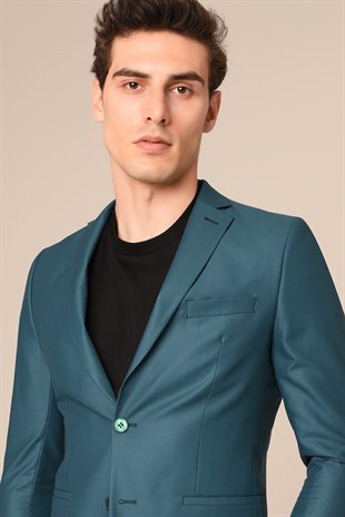 Petrol Yeşili Takım Elbise,Jogger Pantolonlu Spor Slim Fit | Agustini