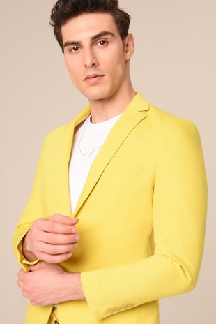 Sarı Renk Takım Elbise,Jogger Pantolonlu Spor Slim Fit | Agustini