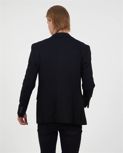 Siyah Blazer Tek Ceket Mono Yaka Slim Fit | Agustini