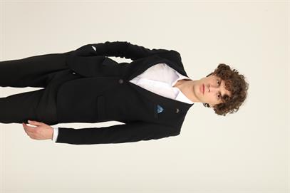 Siyah Kaşe Mono Yaka Tek Düğme Tek Yırtmaç Tek Ceket Slim Fit Kalıp | Agustini