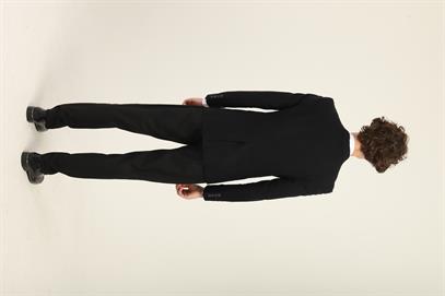 Siyah Kaşe Mono Yaka Tek Düğme Tek Yırtmaç Tek Ceket Slim Fit Kalıp | Agustini