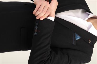 Siyah Kaşe Mono Yaka Tek Düğme Tek Yırtmaç Tek Ceket Slim Fit Kalıp | Agustini