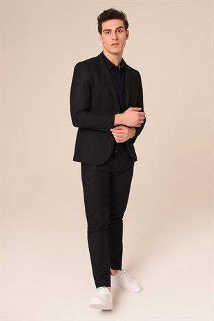 Lacivert Renk Çizgili Takım Elbise,Jogger Pantolonlu Slim Fit | Agustini