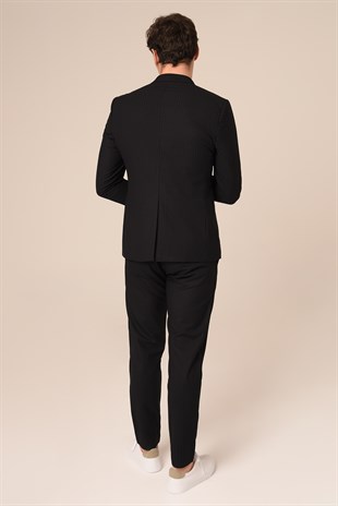 Lacivert Renk Çizgili Takım Elbise,Jogger Pantolonlu Slim Fit | Agustini