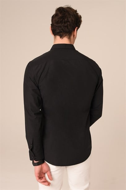Siyah Renk Slim Fit Gömlek | Agustini