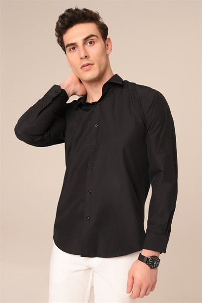 Siyah Renk Slim Fit Gömlek | Agustini