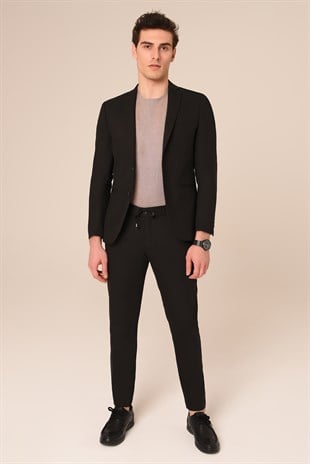 Siyah Takım Elbise,Jogger Pantolonlu Spor Slim Fit | Agustini