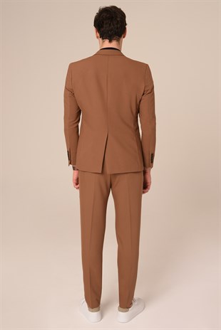 Taba Renk Takım Elbise Slim Fit | Agustini