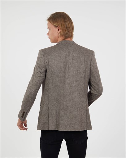 Vizon Renk Blazer Tek Ceket Mono Yaka Slim Fit | Agustini