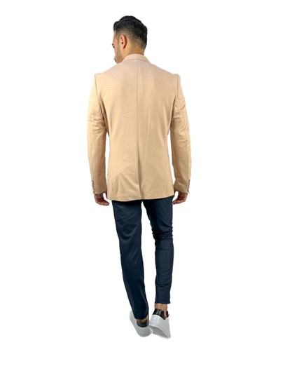 Yavruağzı Renk Torba Cep Tek Ceket Mono Yaka Slim Fit | Agustini