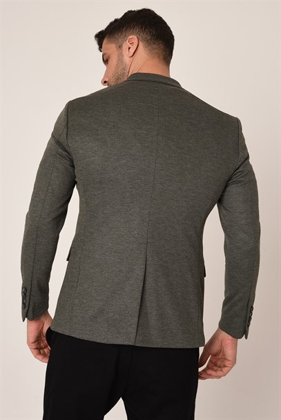 Yeşil, Blazer Tek Ceket Mono Yaka Slim Fit | Agustini