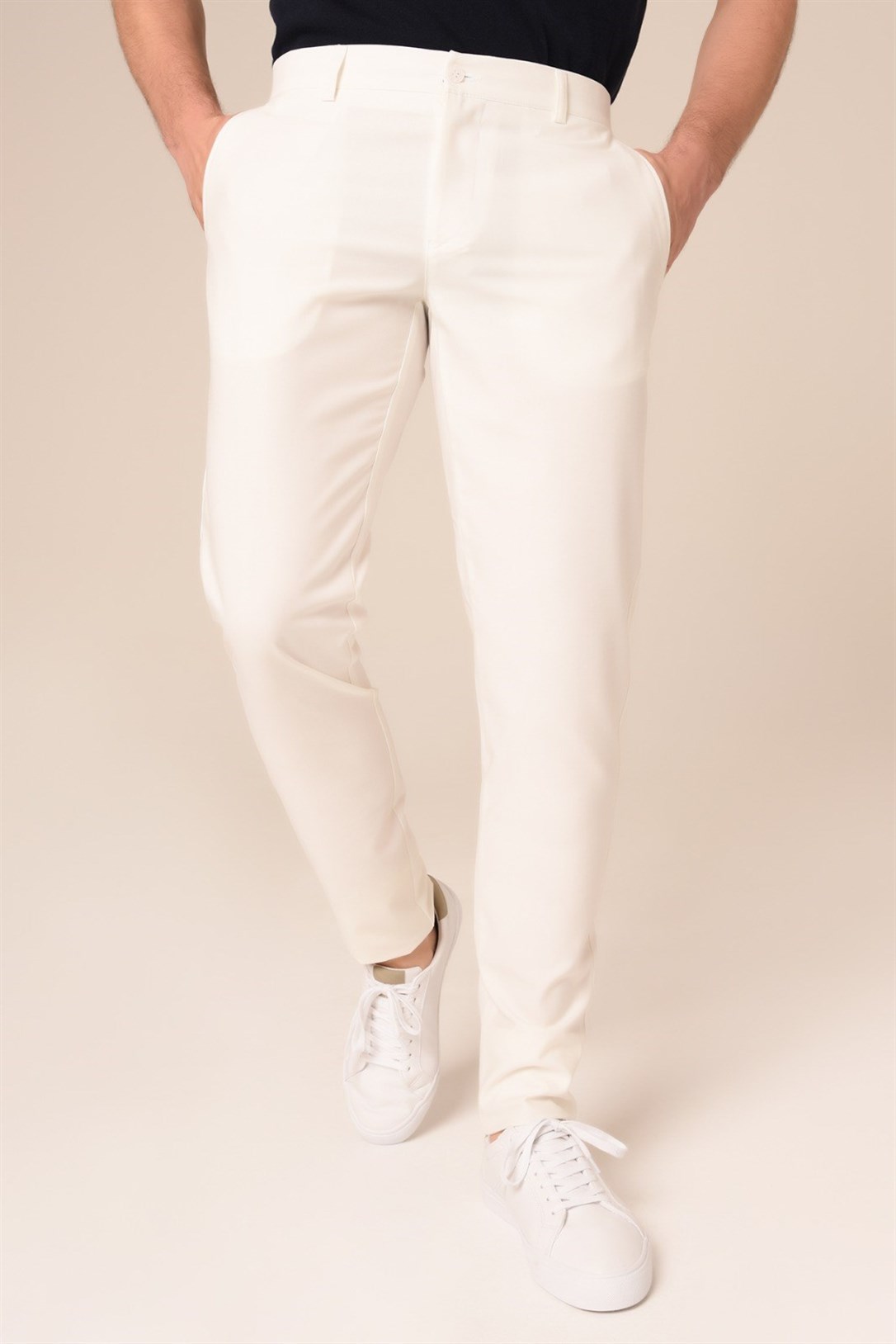 Erkek Chino Beyaz Pantolon Slim Fit | Agustini