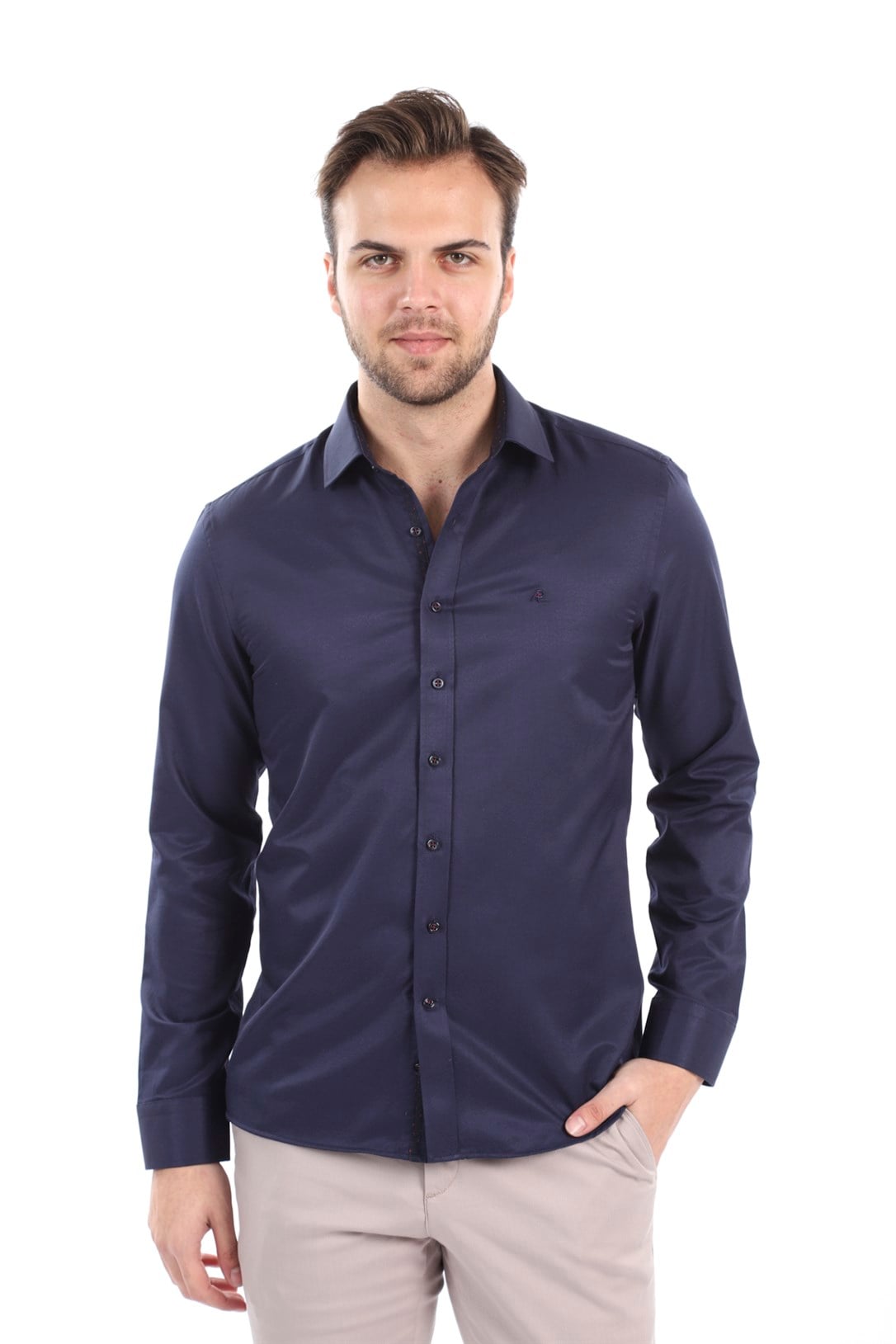 Erkek Lacivert Slim Fit Gömlek | AgustiniGÖMLEKAGUSTİNİGmk5039AGUSTİNİErkek Lacivert Slim Fit Gömlek | Agustini