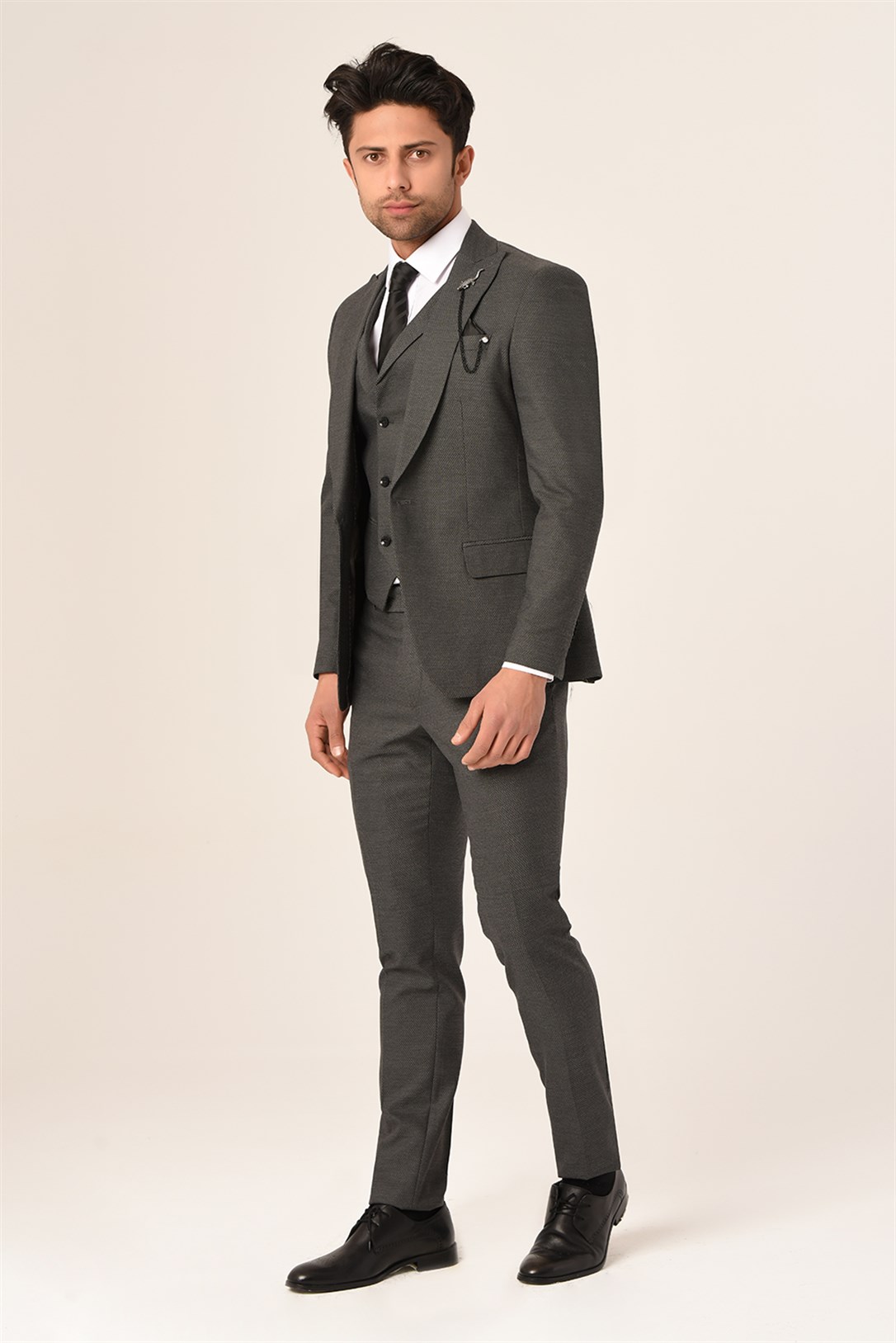 Gri Yelekli Erkek Yeni Nesil Takım Elbise Slim Fit | Agustini