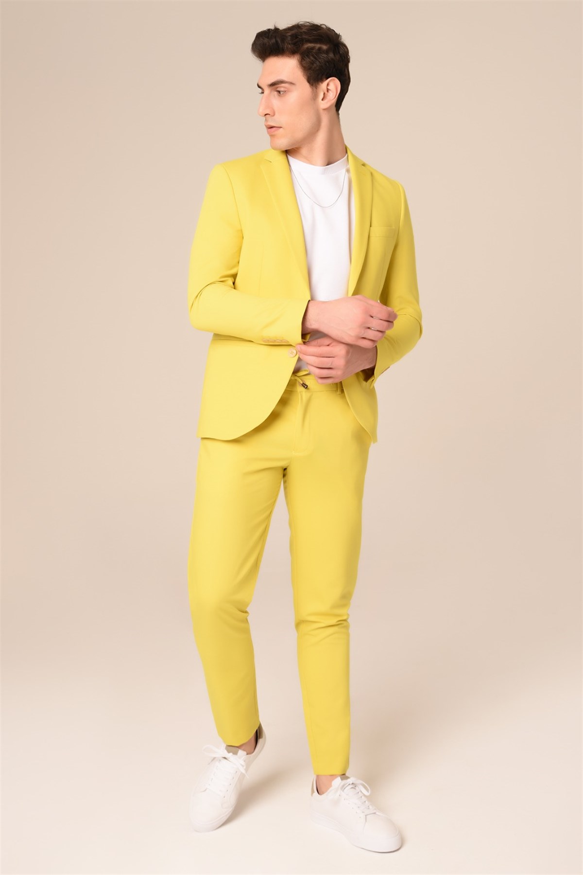 Sarı Renk Takım Elbise,Jogger Pantolonlu Spor Slim Fit | Agustini
