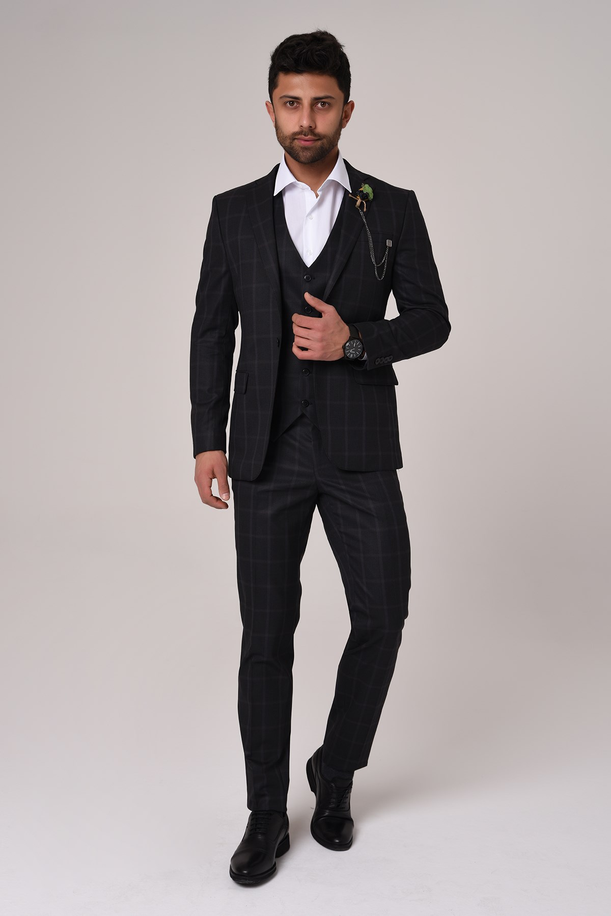 Siyah Ekose Yelekli Takım Elbise,Modelleri ve Fiyatları | Agustini