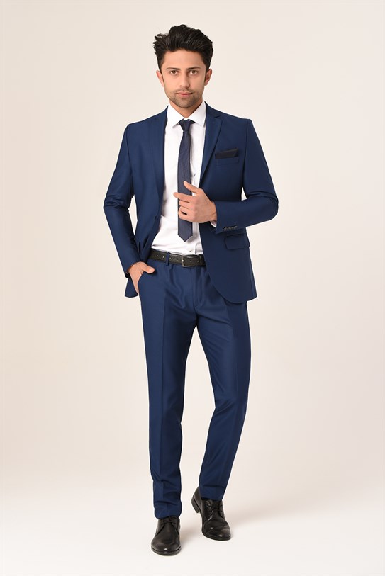 Koyu Mavi Erkek Takım Elbise Slim Fit | Agustini