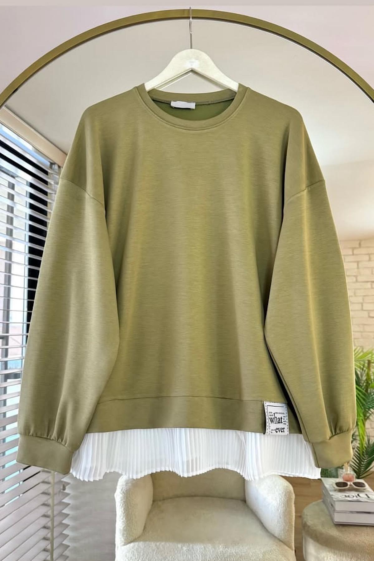 Oysho Kumaş Altı Pileli Sweat YeşilDubaiShowroomSWEAT010010BBEMVSİ