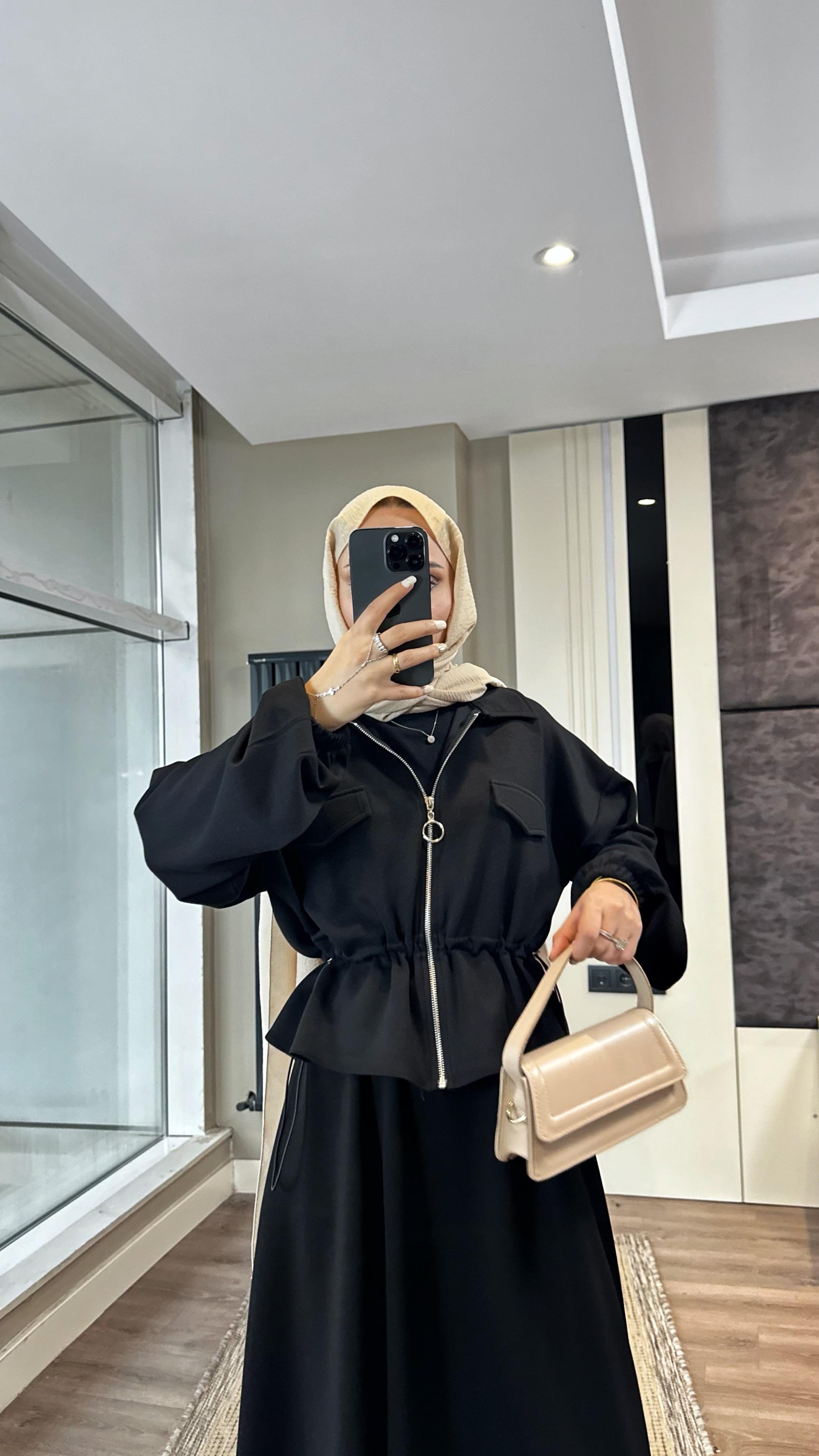 Fermuarlı Süs cep Oysho Takım Siyah