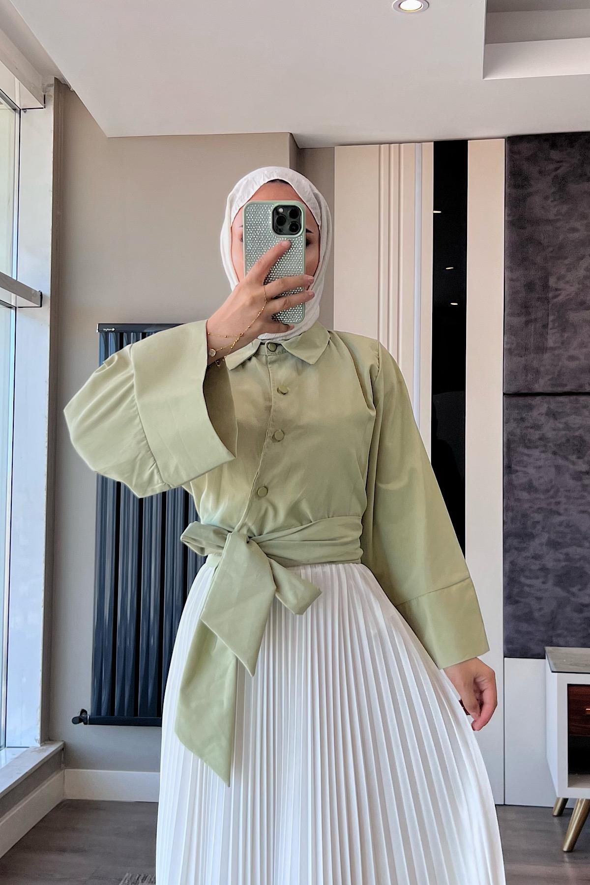 Bağlamalı Gömlek Yeşil