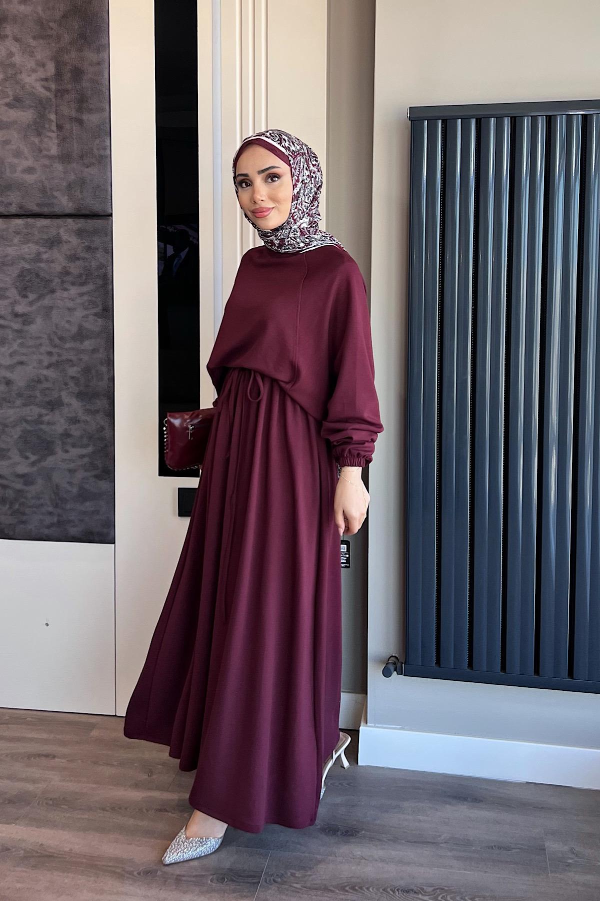 Modal Etekli Takım  Bordo