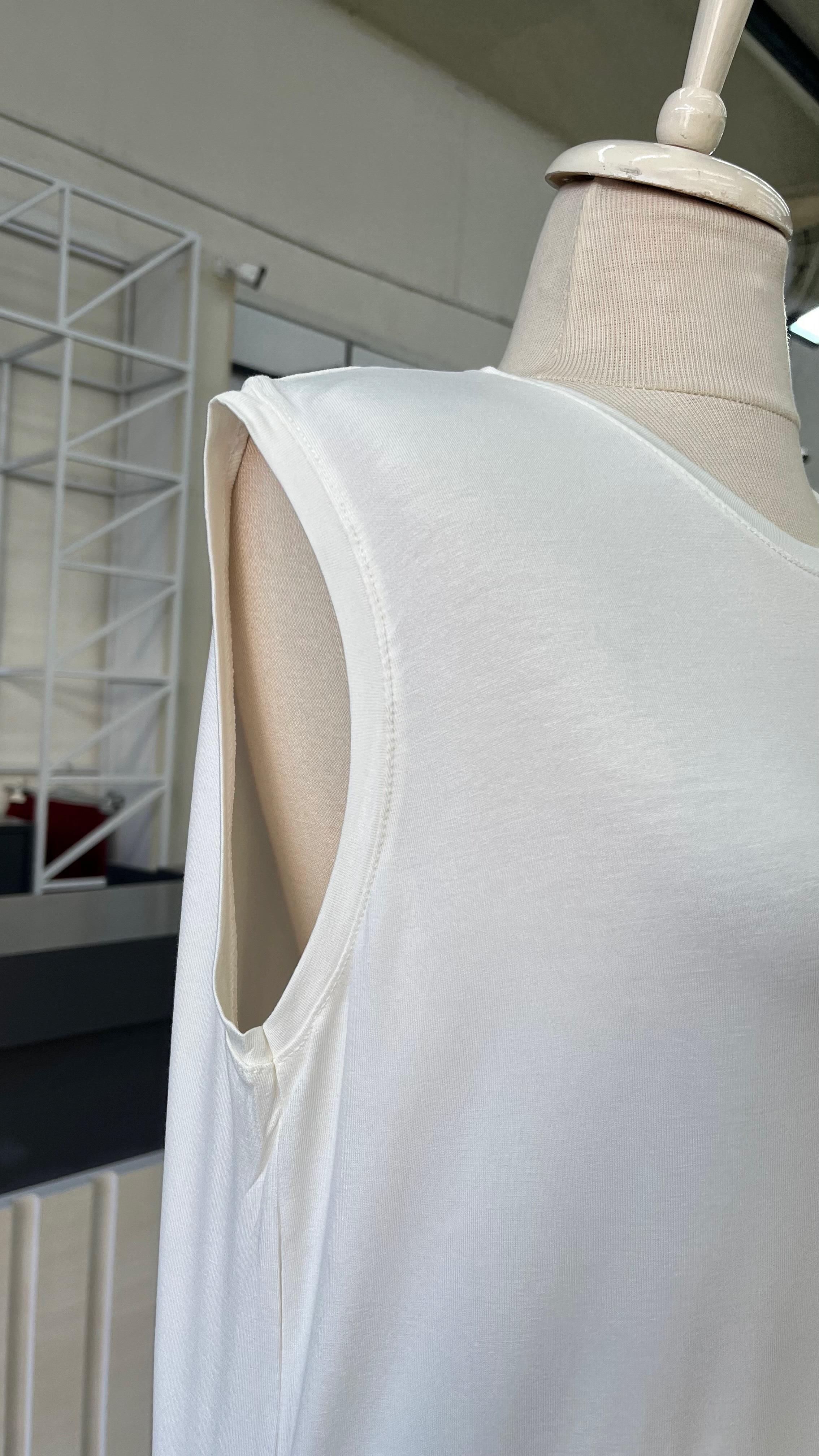 Pamuklu Sıfır Kol İçlik Elbise -Krem-