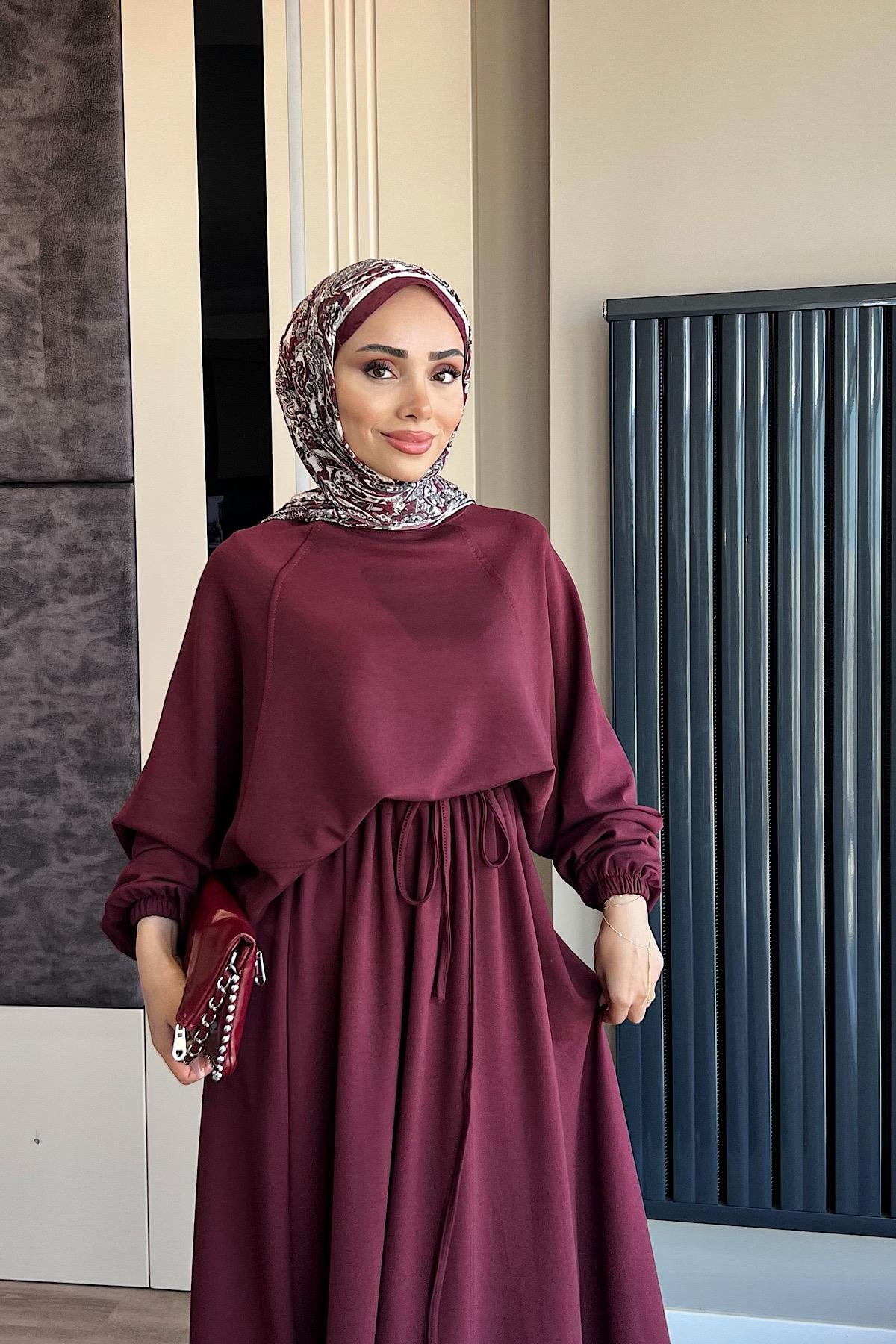 Modal Etekli Takım  Bordo