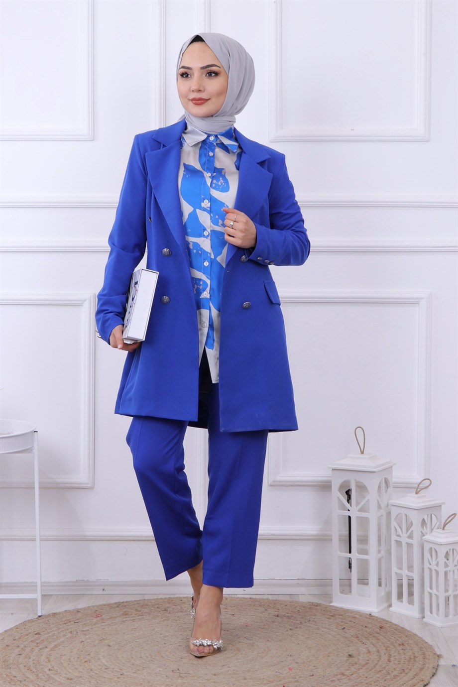 6 Düğme Detaylı Ceket Saks