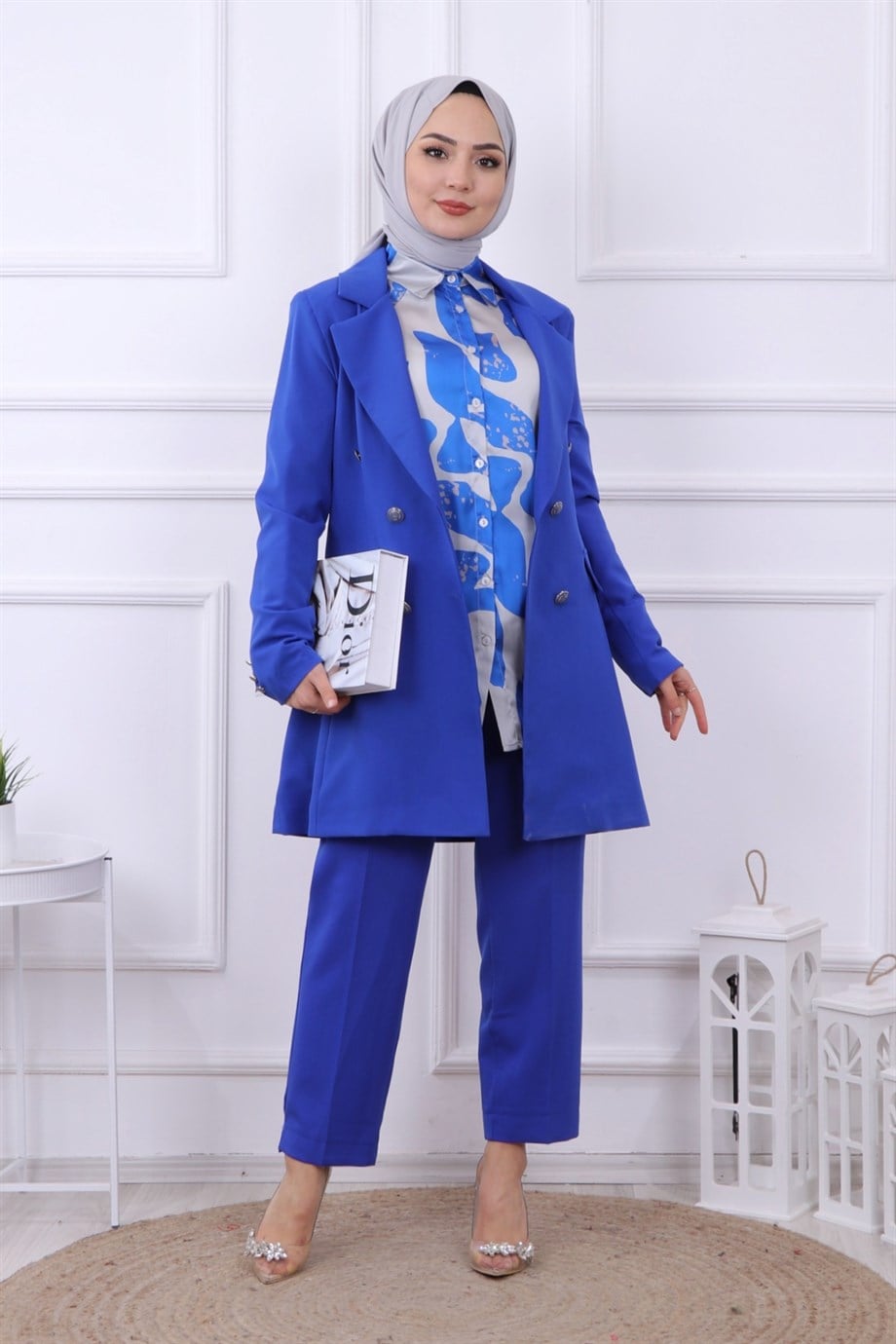 6 Düğme Detaylı Ceket Saks