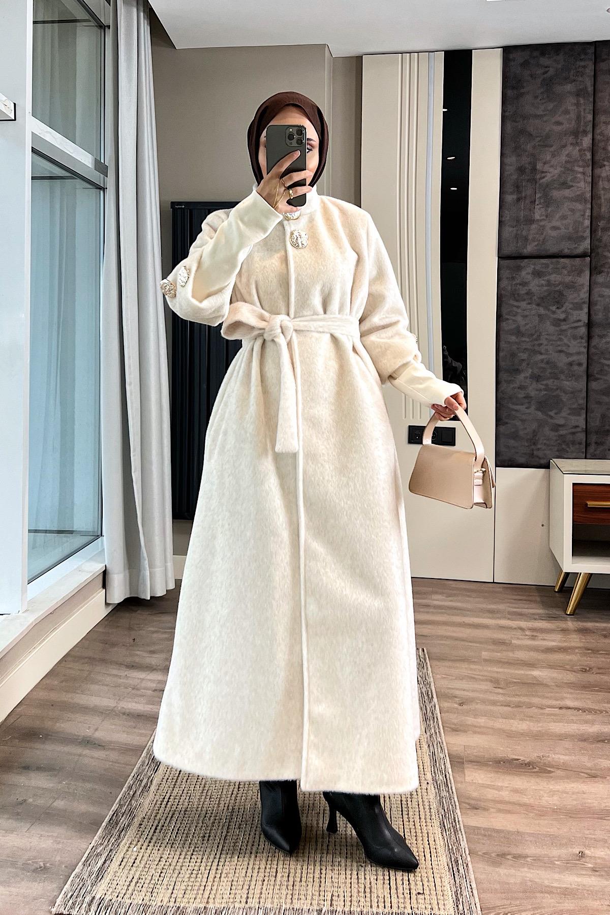 Kol Ribanalı Angora Kaban Krem