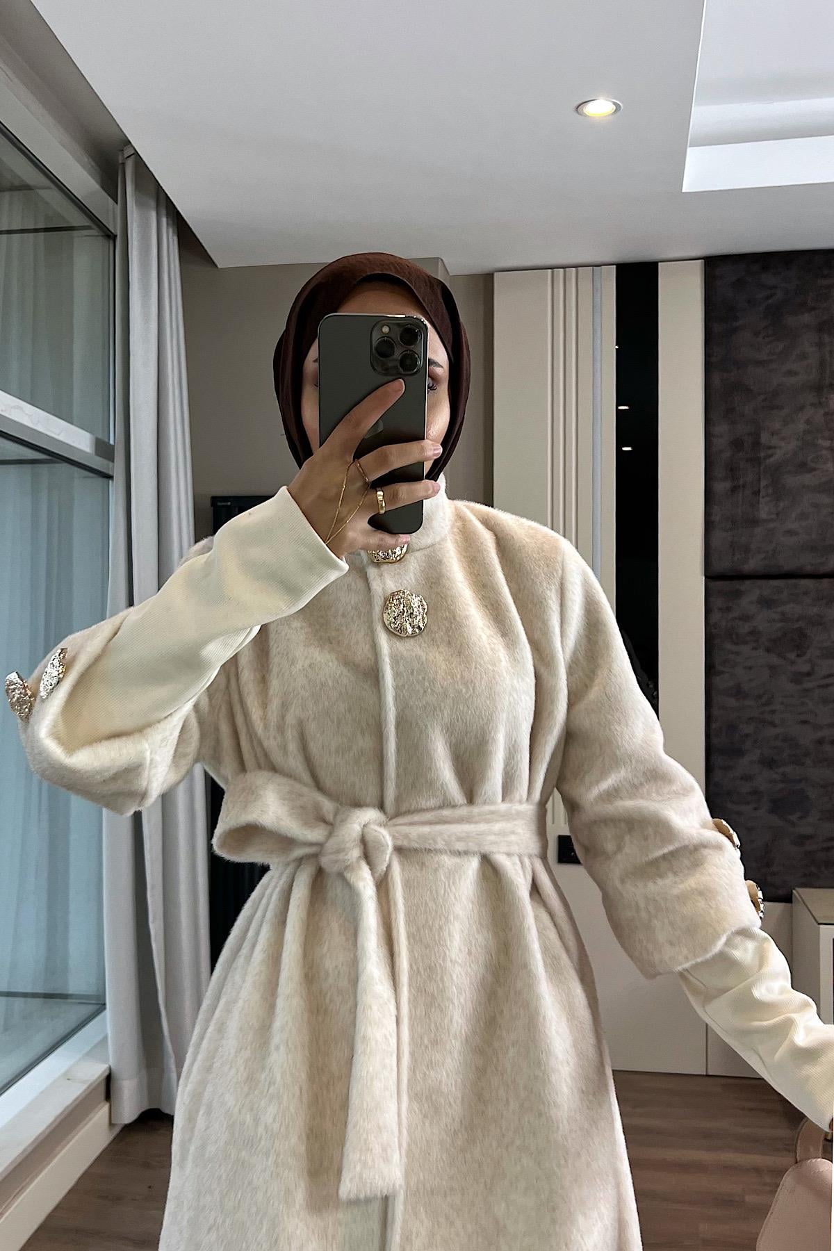 Kol Ribanalı Angora Kaban Krem