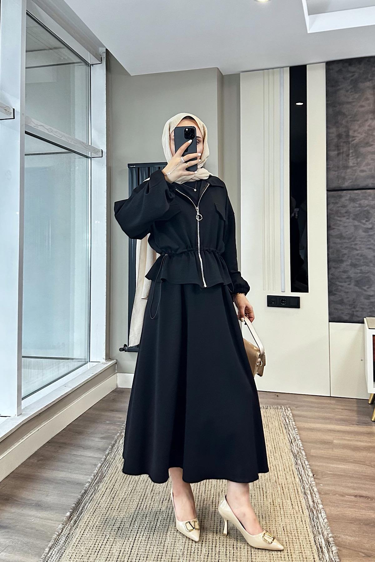 Fermuarlı Süs cep Oysho Takım Siyah