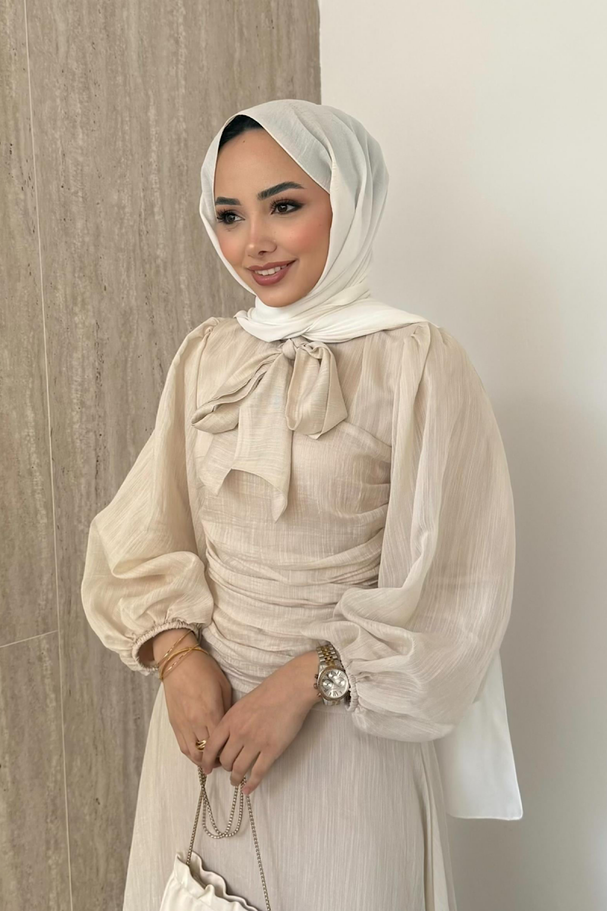 Belden Oturtmalı Elbise Taş