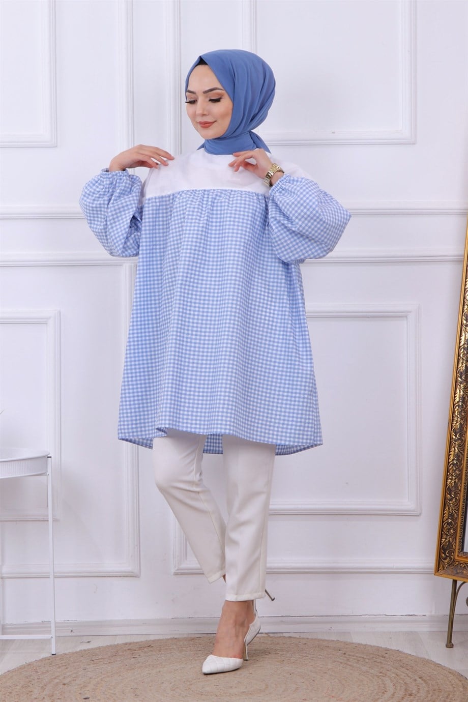 Altı Kareli Tunik Mavi
