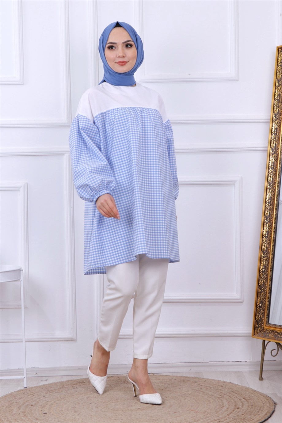 Altı Kareli Tunik Mavi