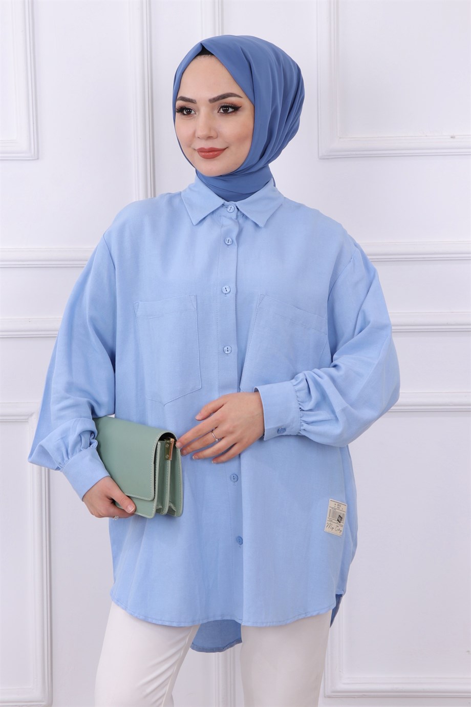 Armalı Keten Tunik Bebe Mavisi