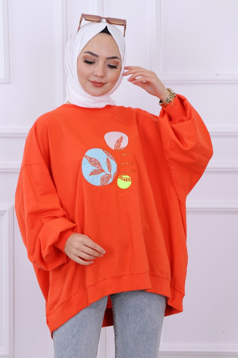 Balon Kol Oversize Sweat Turuncu