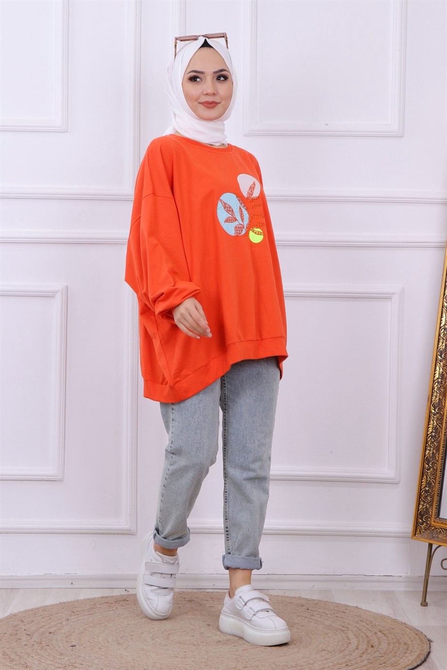 Balon Kol Oversize Sweat Turuncu
