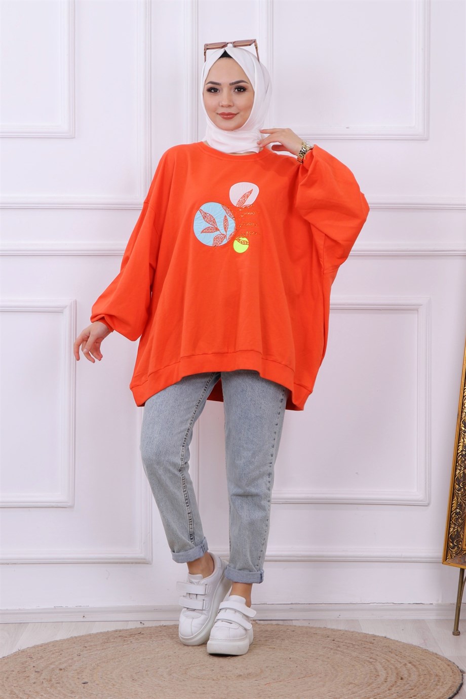 Balon Kol Oversize Sweat Turuncu