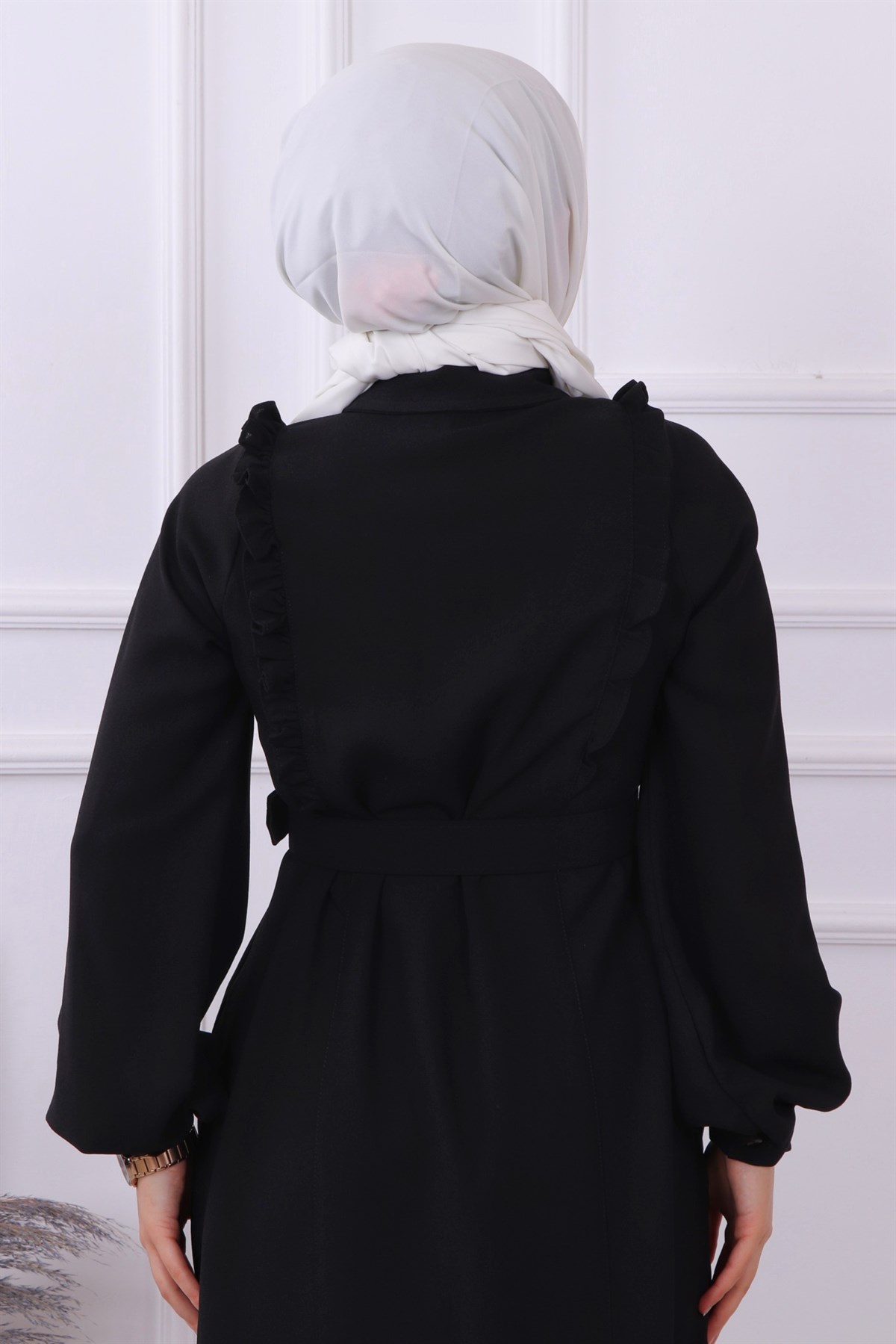 Bronşlu Elbise Siyah