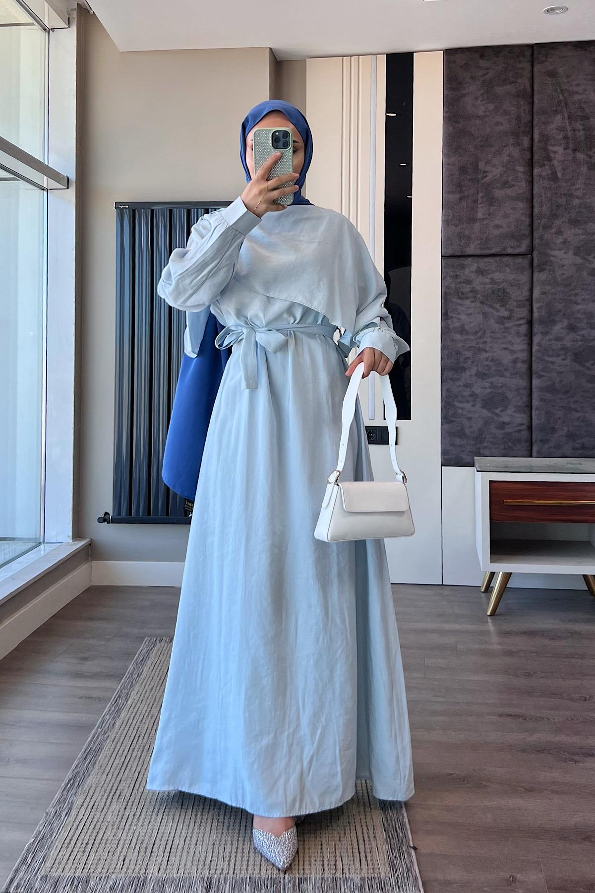 Şal Yaka Elbise Bebe Mavisi