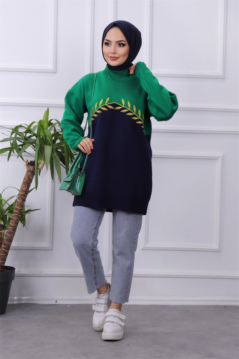 Çalıkuşu Tunik Yeşil-Lacivert