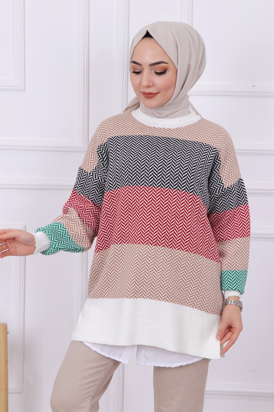 Çavuş Desen Triko Tunik