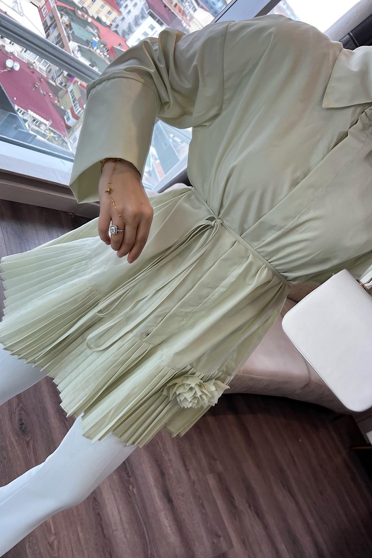 Çiçek Detaylı Gömlek Yeşil