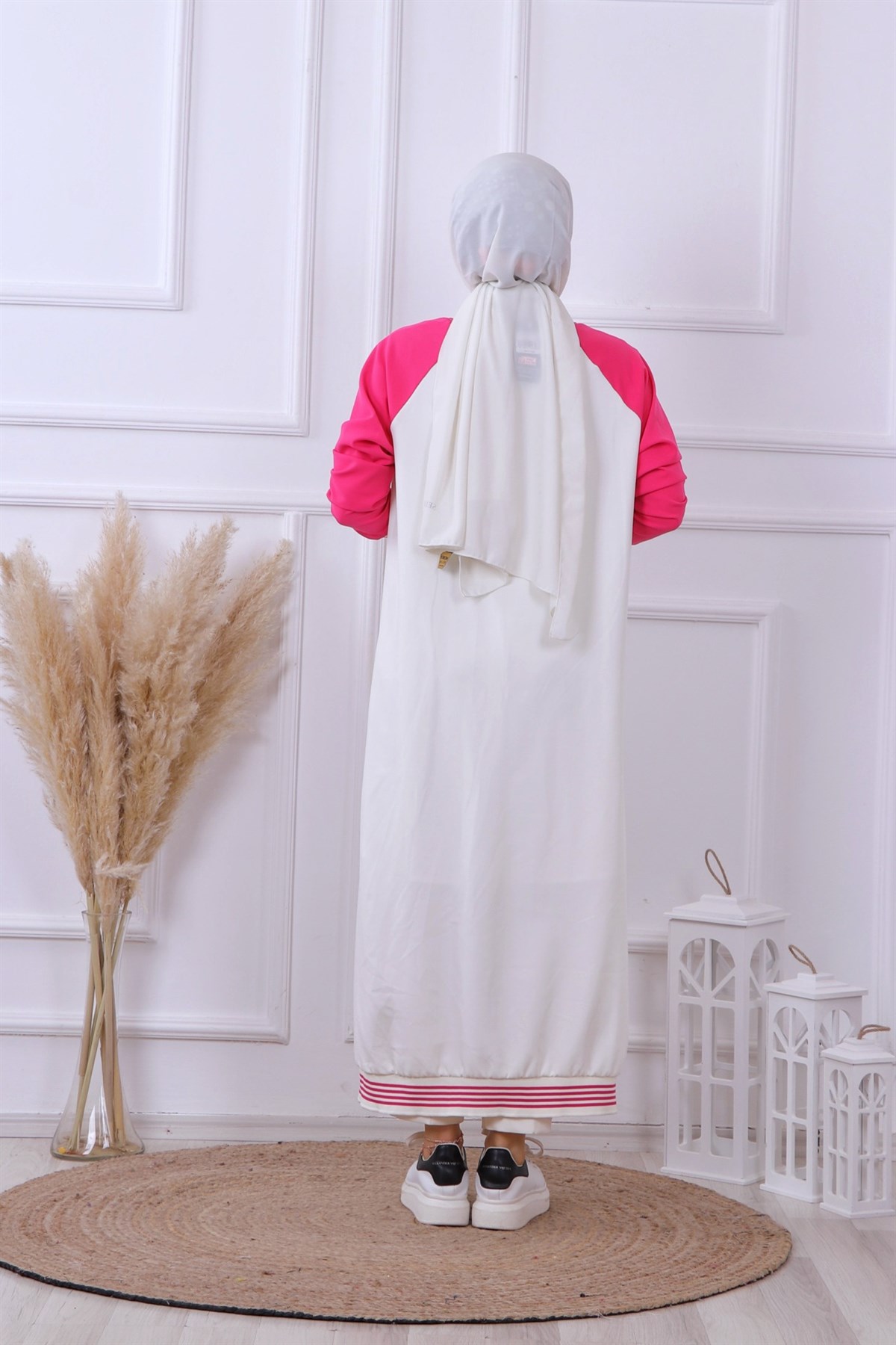 Çıt Çıt Model Ekru Kolları Fuşya Hırka