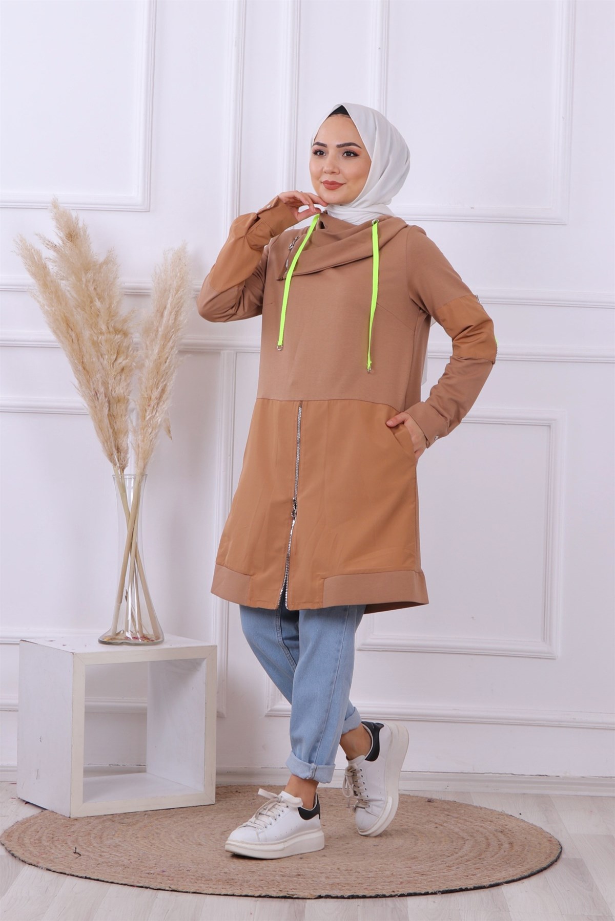 Degaje Yaka Tunik Camel