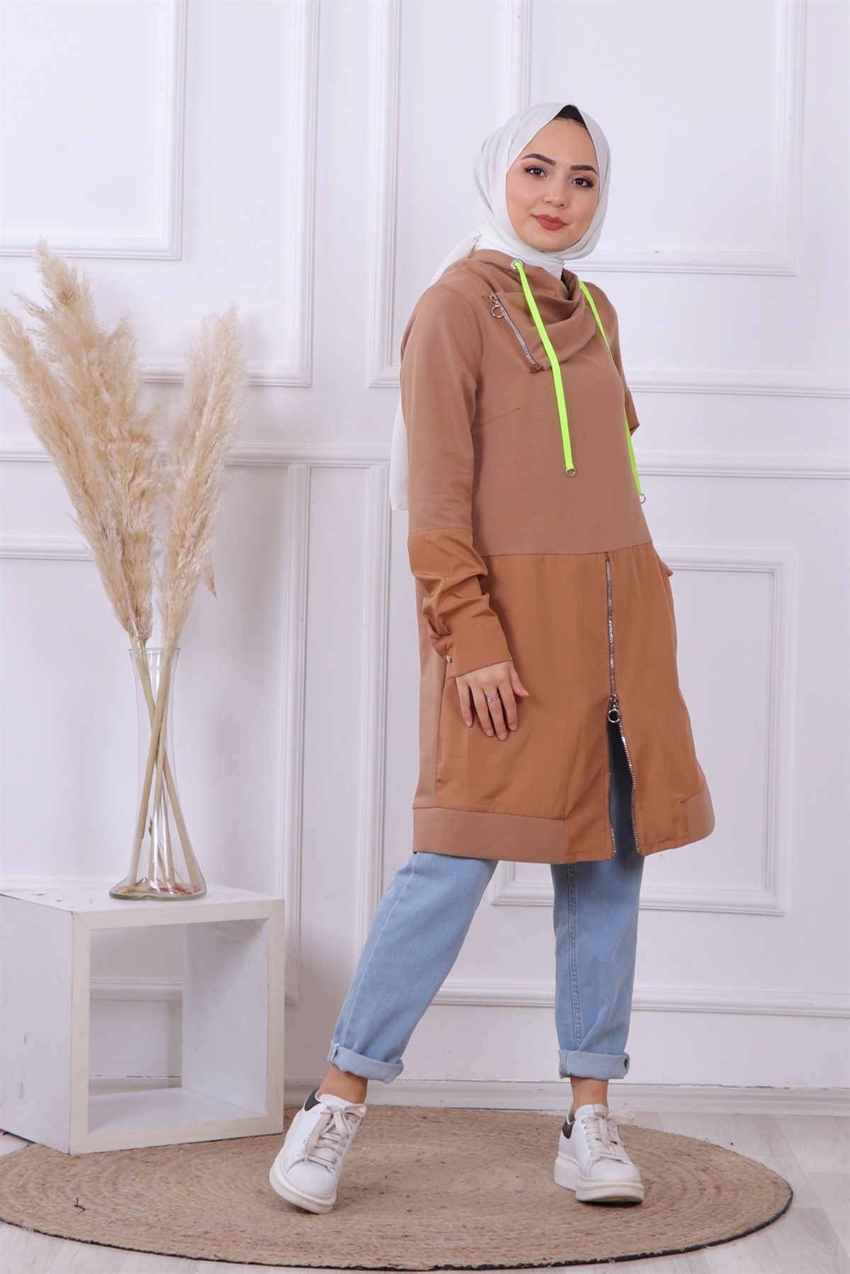 Degaje Yaka Tunik Camel