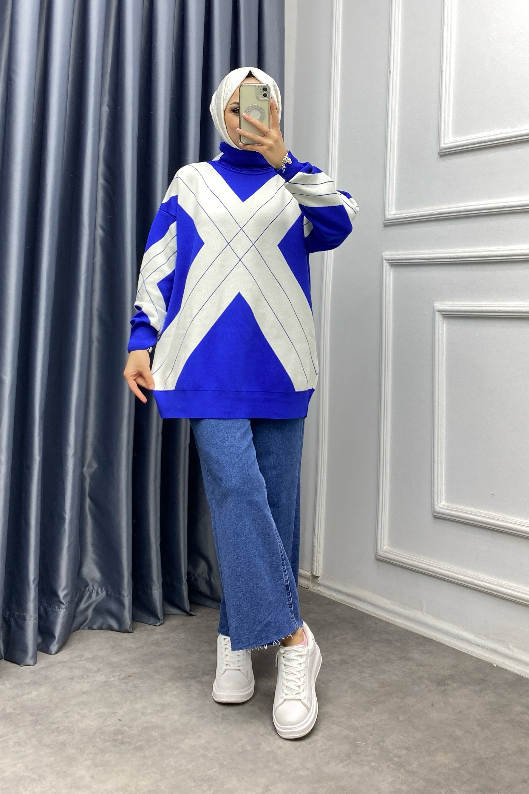 Degaje Yaka Tunik Mavi