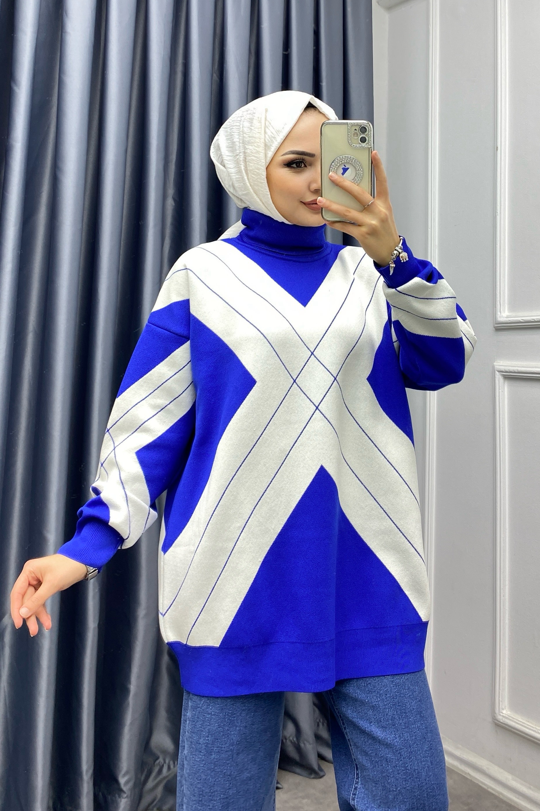 Degaje Yaka Tunik Mavi