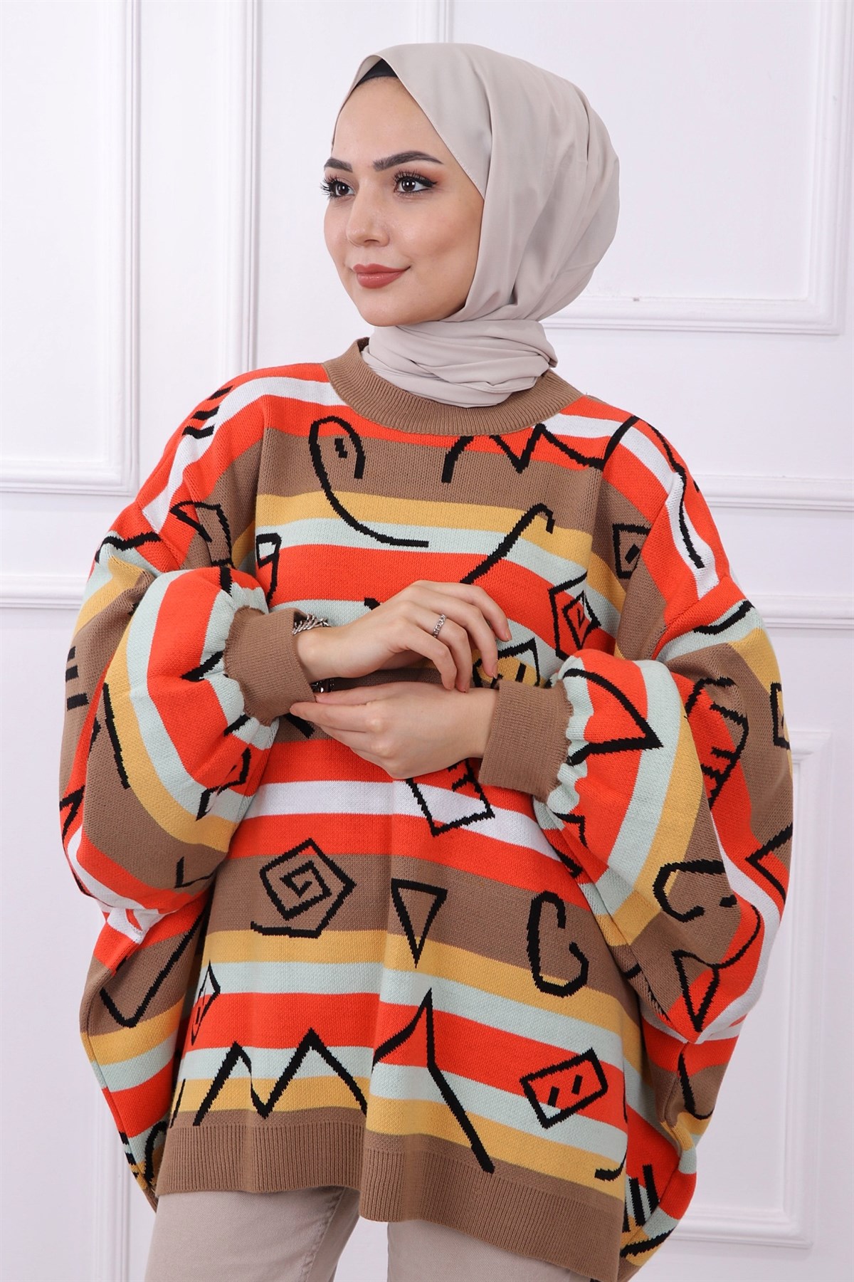 Desenli Balon Kol Tunik